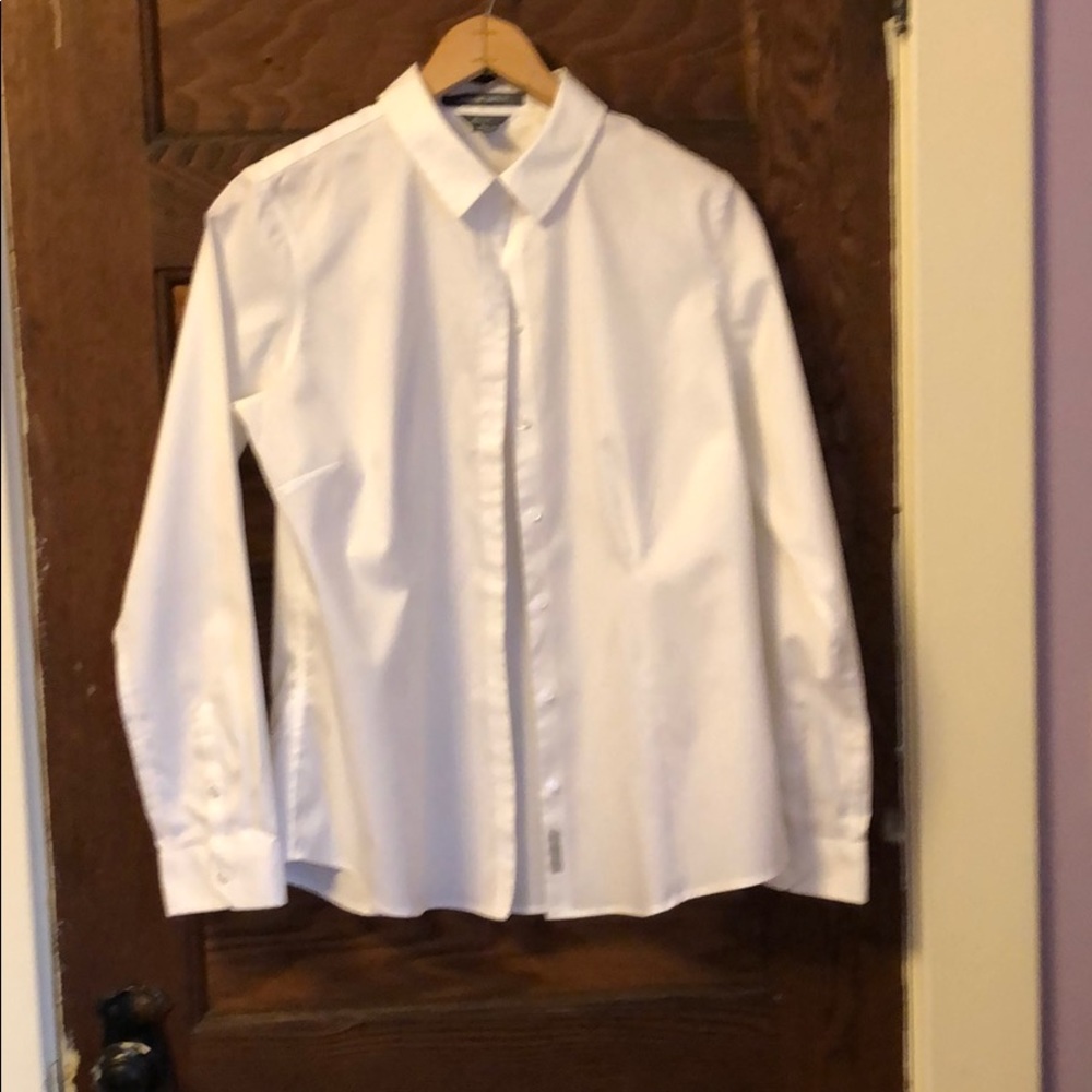 White Oxford shirt.
